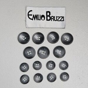 Emilio Bruzzi Set of 15 Dark Gray Swirl 4-Hole Blazer Replacement Buttons Sewing